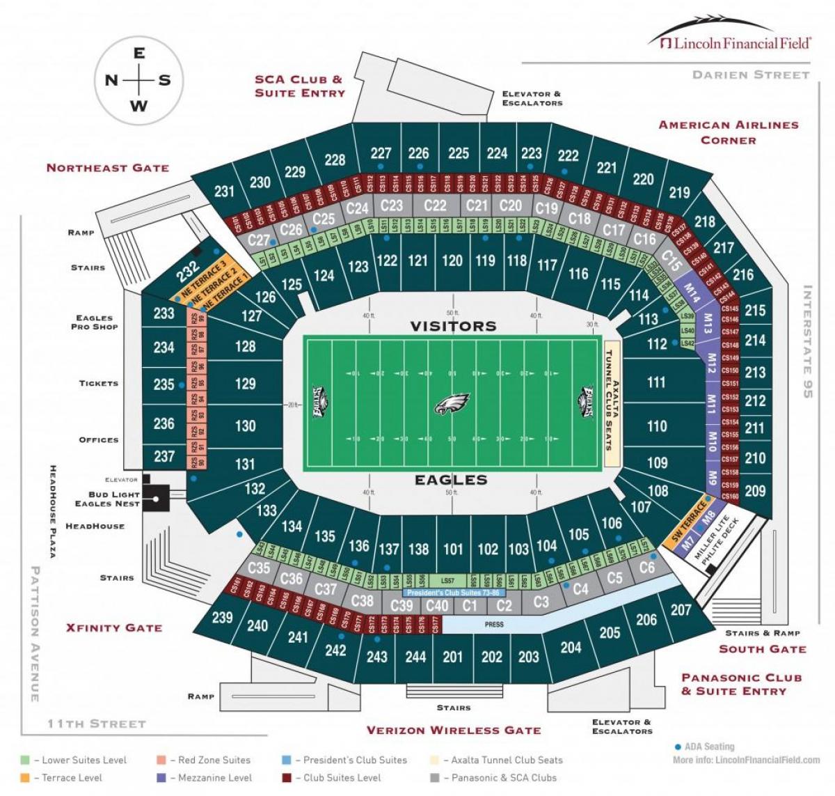 Philadelphia eagles stadion kart