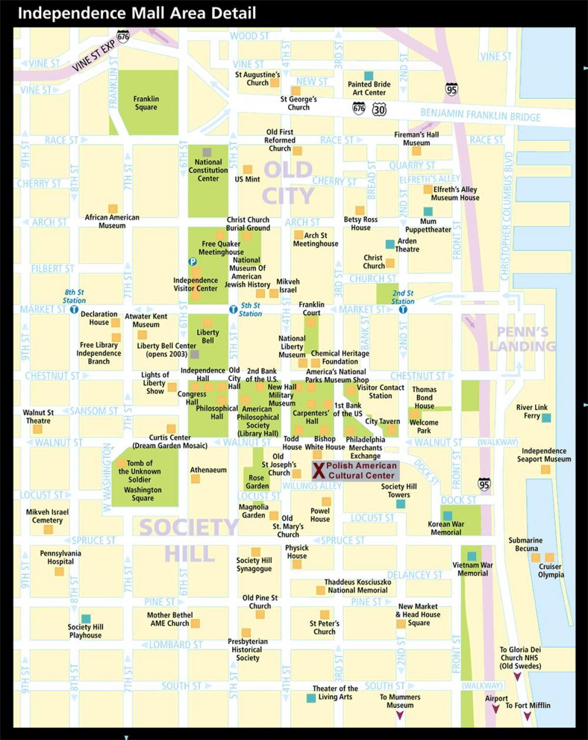 kart over historisk Philadelphia