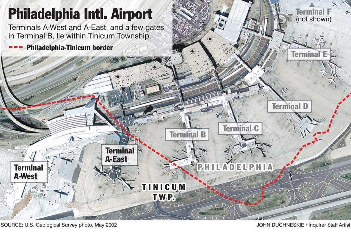 Philadelphia internasjonale flyplass kart