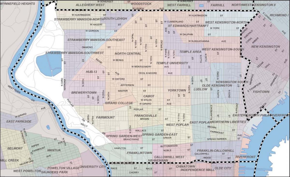 kart over Philadelphia badlands