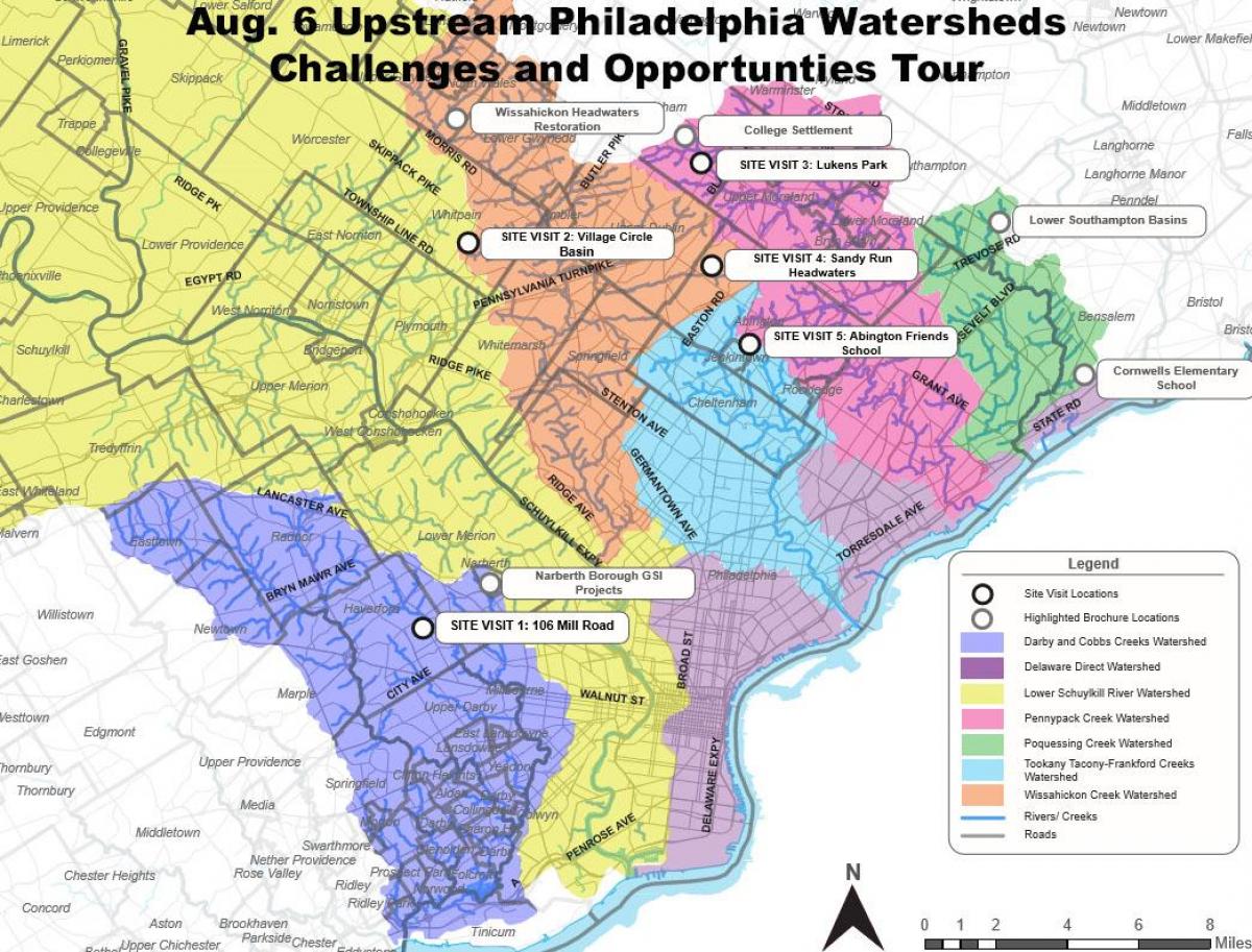 kart over Philadelphia forstedene
