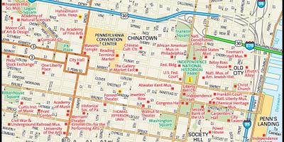 Kart over Philadelphia downtown