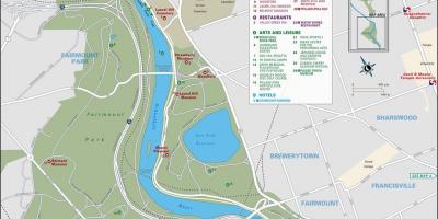 Kart av fairmount park Philadelphia