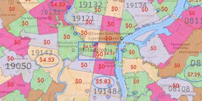 Philadelphia og omkringliggende områder kart