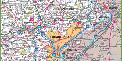 Philadelphia-området kart